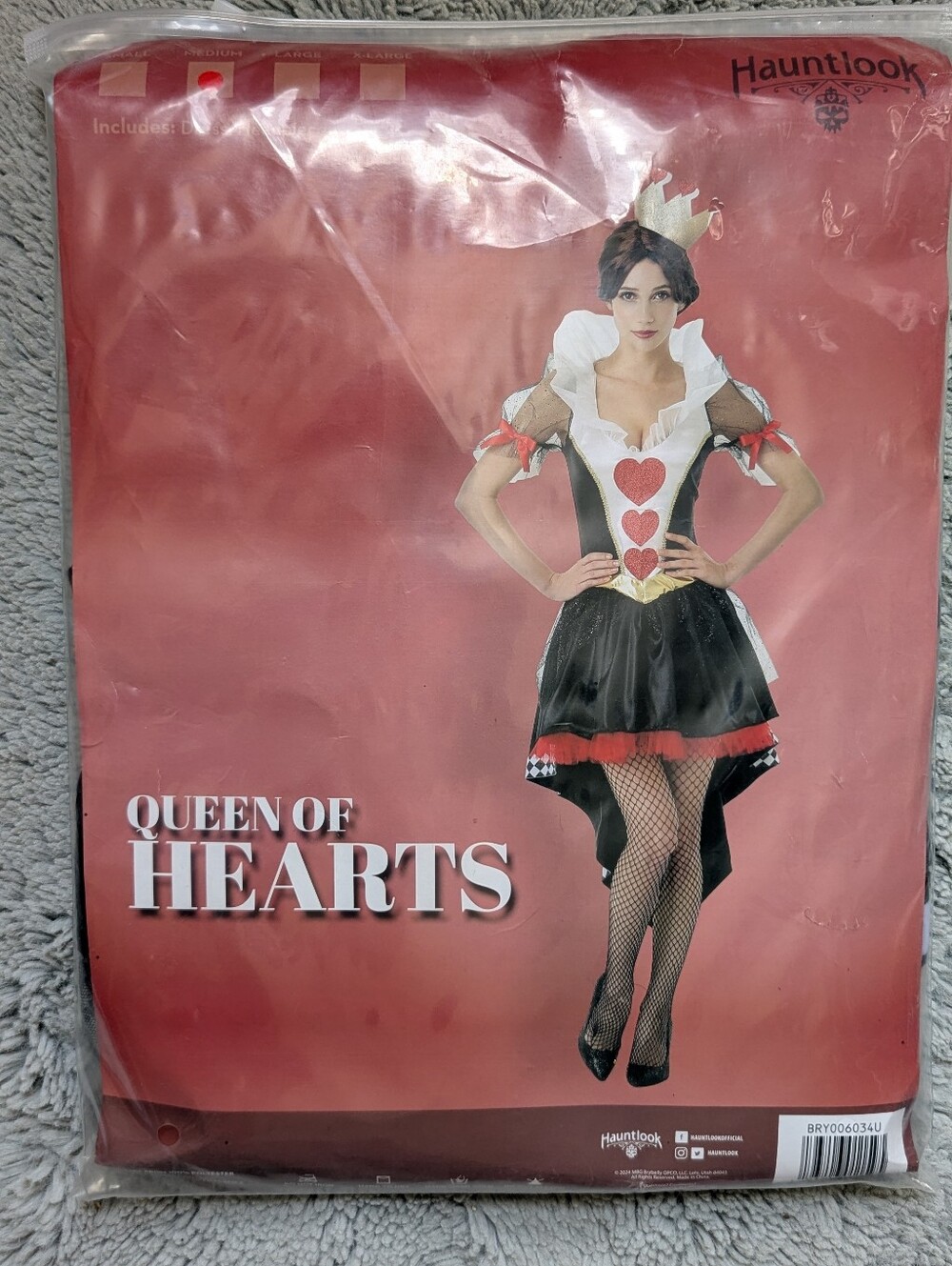 Hauntlook Queen of Hearts Costume Dress Halloween Cosplay High Low NWOT | Medium
